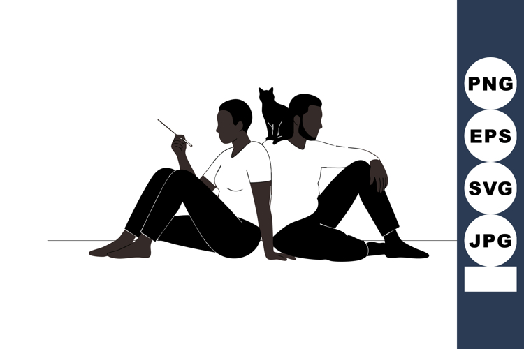 People Sitting Silhouette Image 2