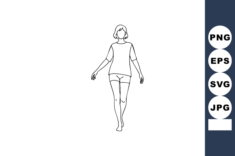 Woman walking forward outline minimalist vector illustration example image 1