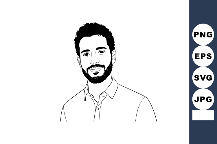 Bearded man portrait with casual shirt simple black and whit