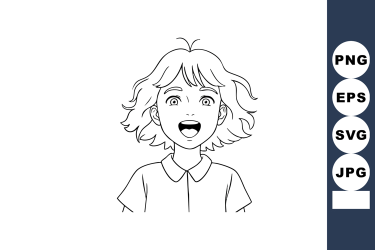 Happy smiling young girl with short hair joyful expression v