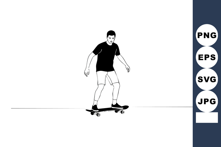 Skateboarder performing trick on skateboard with casual clot