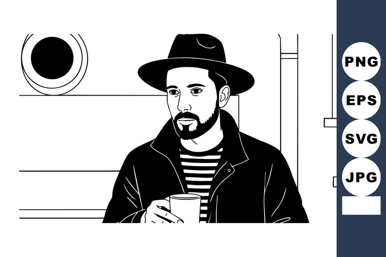 Jacket Black And White Clipart Image 10