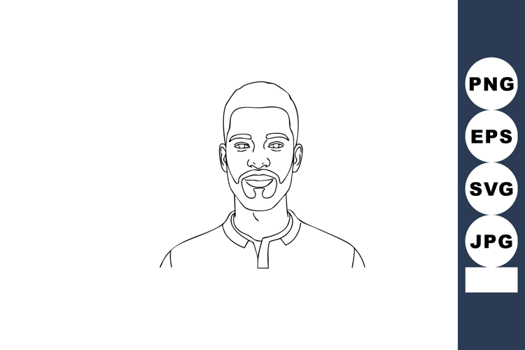 African American man portrait line art simple black and whit
