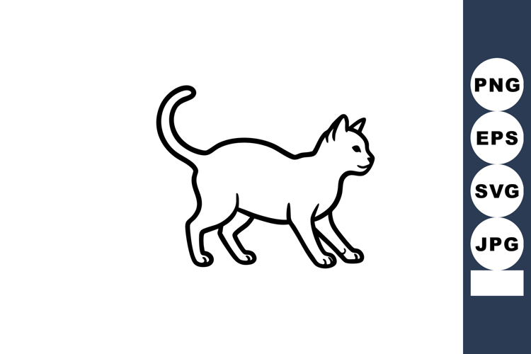 Cat Silhouette Vector Illustration Simple Black Outline Dome