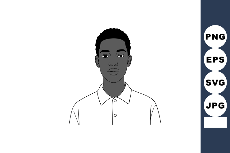 Portrait of young man with dark skin and short hair wearing