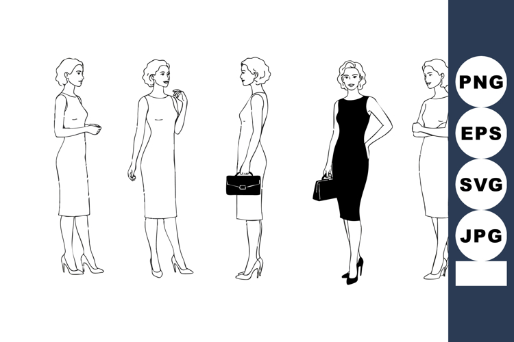 Women Fashion Models Wearing Dresses and High Heels Standing