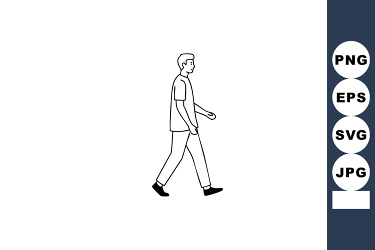 Male person walking casual style vector illustration in side