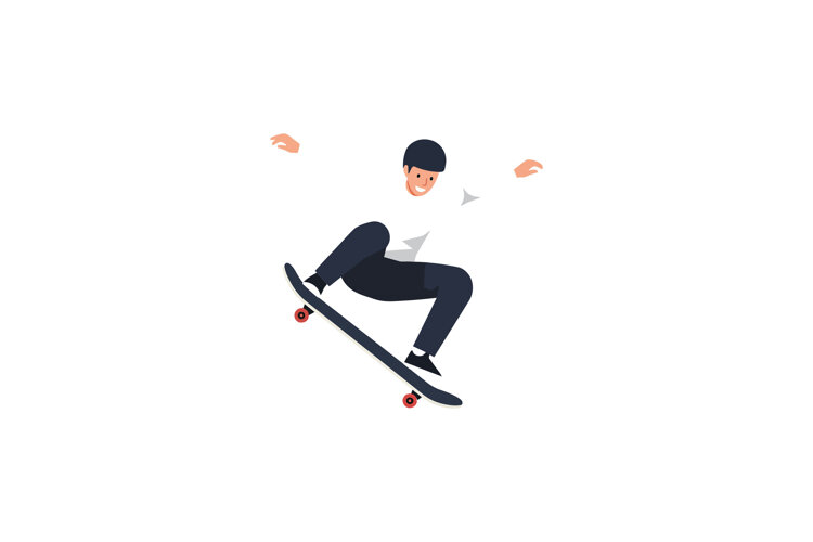Skateboarder performing an exciting trick in minimal vector example image 1