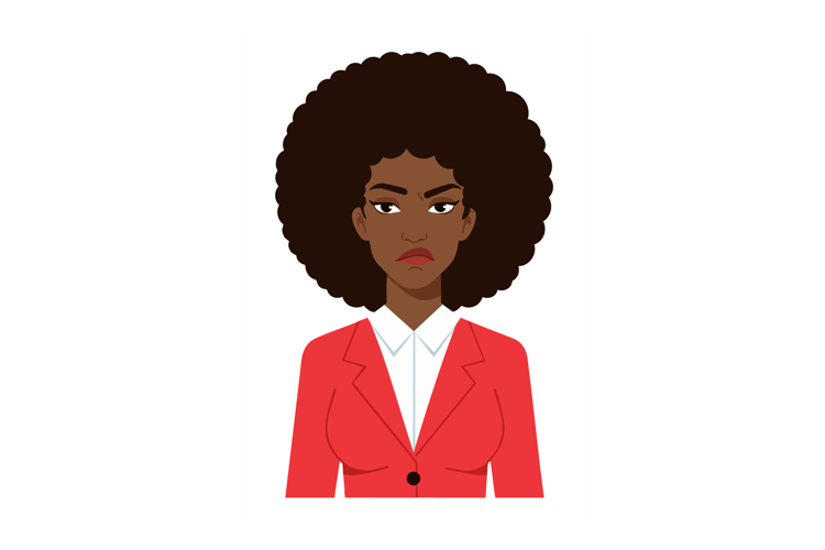 Angry African American Woman Wearing Red Blazer and White Sh