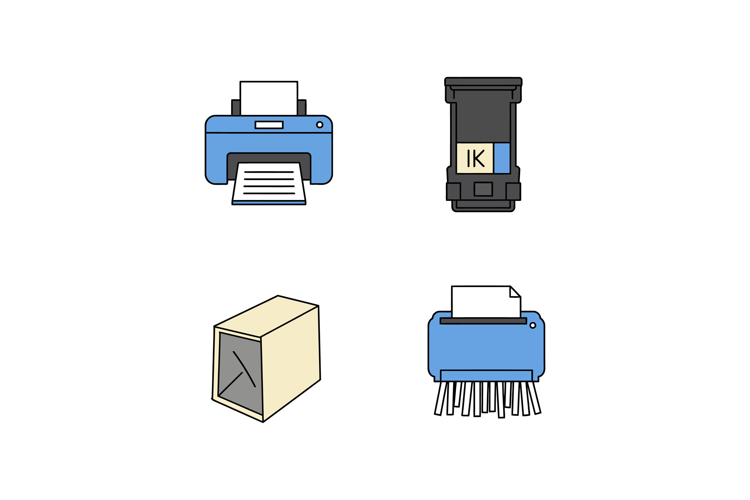 Printer and Ink Cartridge with Paper Shredder and Packing Bo
