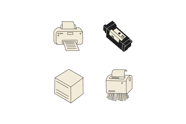 Printer Ink Cartridge Printer Paper Box and Paper Shredder O