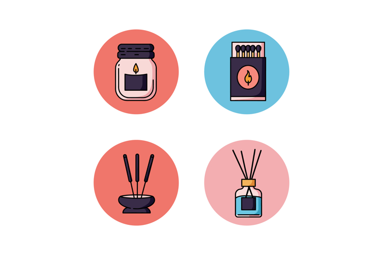 Candle jar matchbox incense sticks and diffuser set vector i