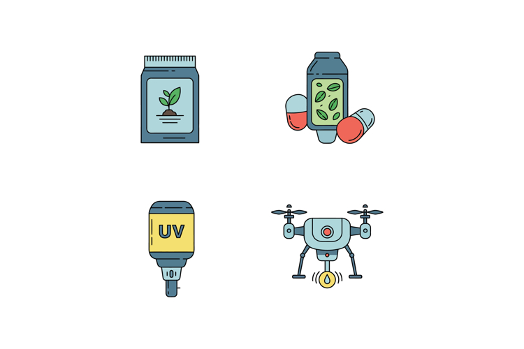 Plant growth supplements capsule bottle uv sensor and drone