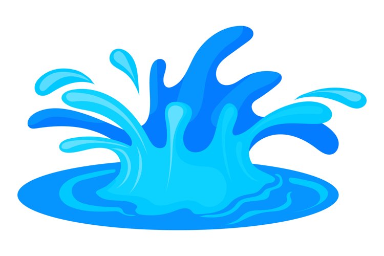 Cartoon splash effect. Blue water motion flash