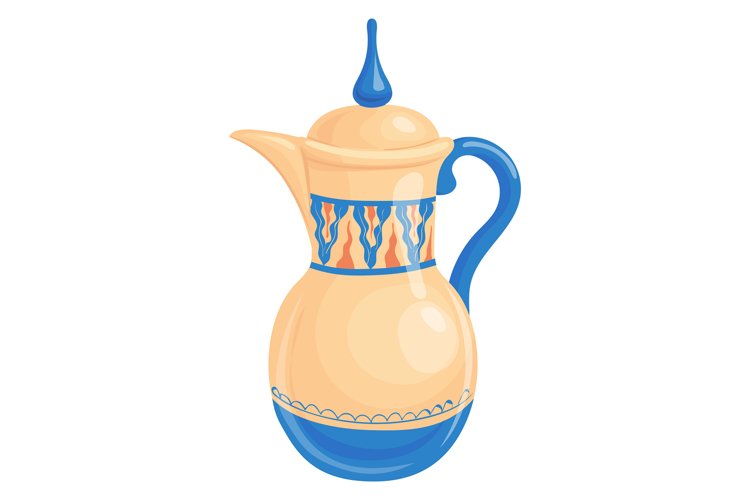 Ceramic jug with traditional arabic pattern cartoon icon example image 1