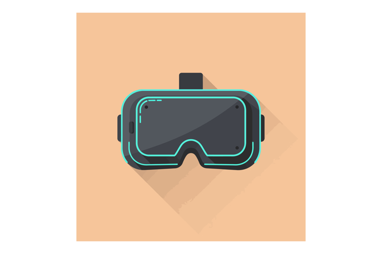Virtual reality goggles flat design with long shadow on beig