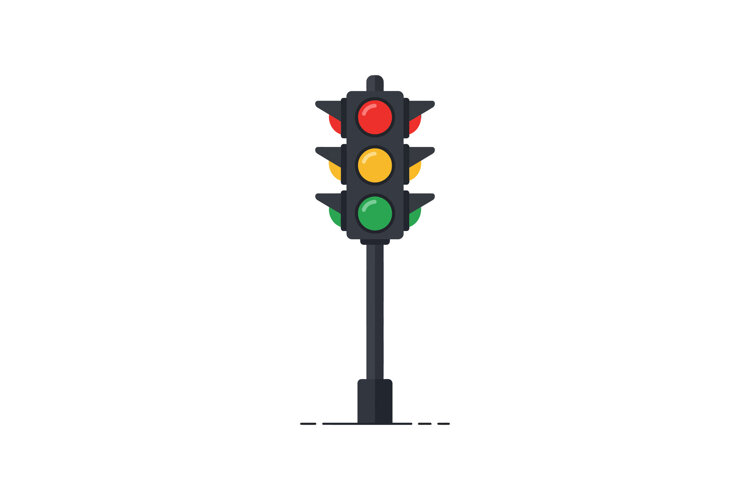 Traffic light with red yellow and green signals flat design example image 1