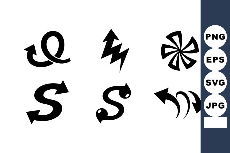 abstract black arrow symbols with dynamic curved and