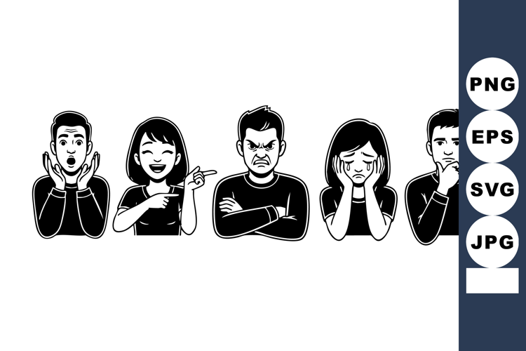 Diverse human emotions facial expressions vector illustratio