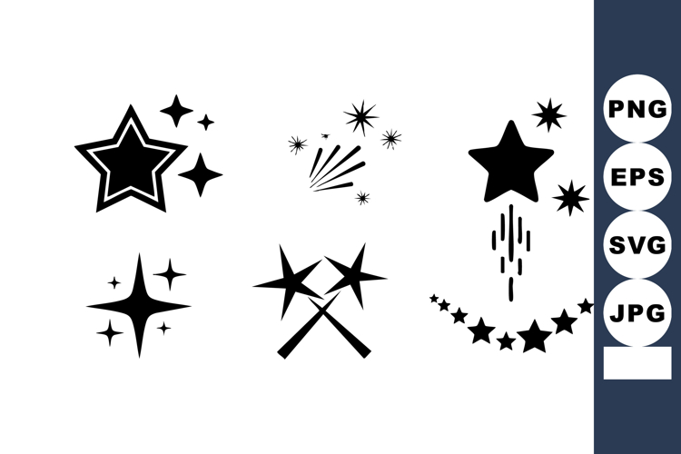 Star shapes and sparkles vector illustration with variou
