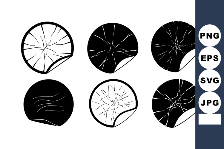 Cracked circle shapes vector illustration in black and white