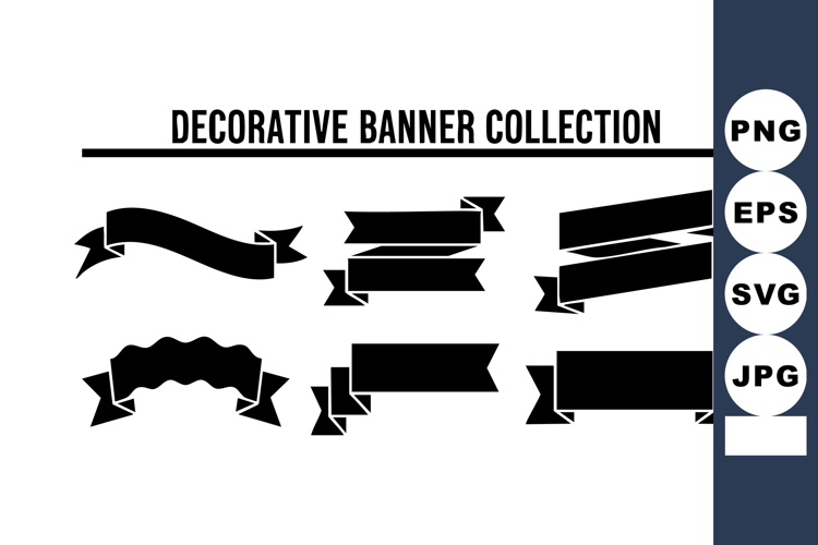 Decorative black silhouette banner collection with varied ri