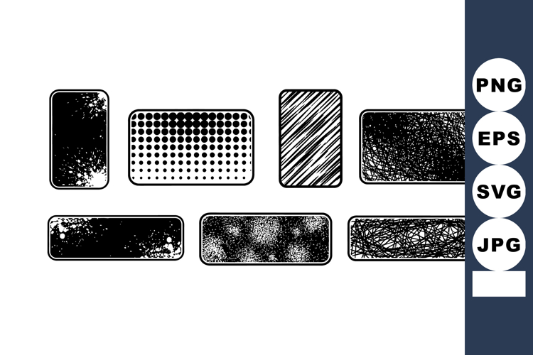Grunge style rectangular and square shapes set with distress
