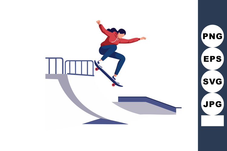 Skateboarder performing trick at skatepark ramp in red hoodi