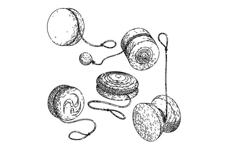 yo yo set sketch hand drawn