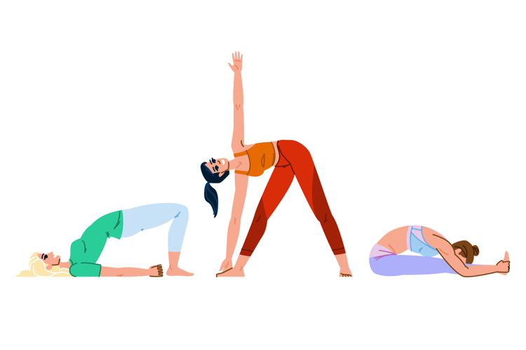 asana yoga exercises vector