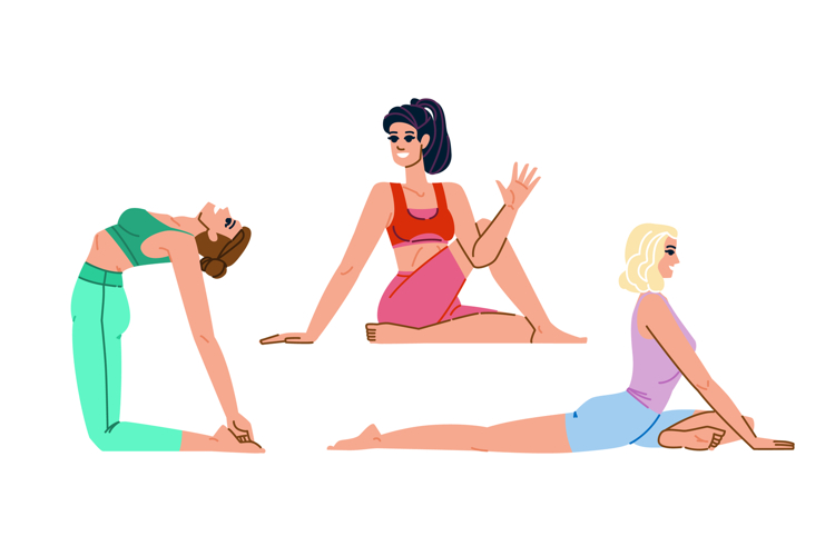 asana yoga exercises vector