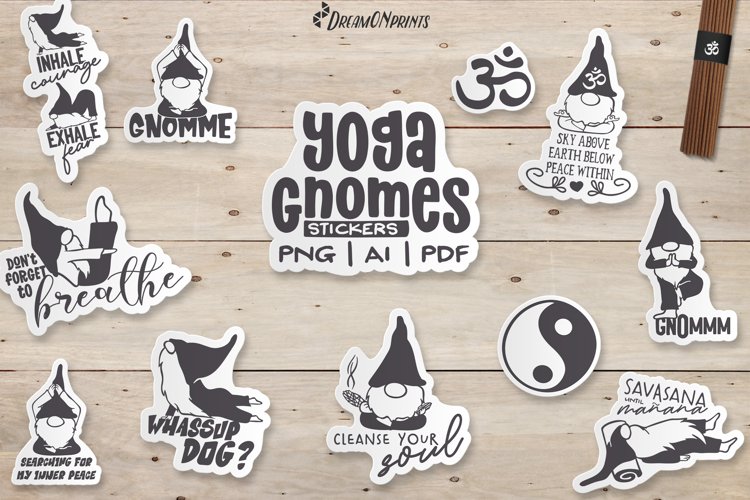 Yoga Printable Stickers Sheets | Gnome Stickers