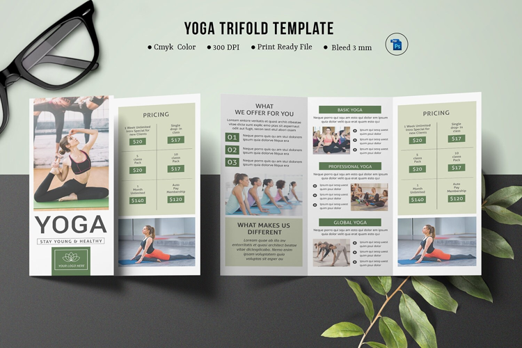 Yoga Trifold Brochure Template