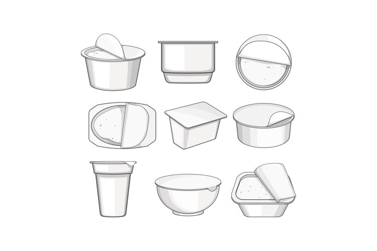 yogurt container set cartoon