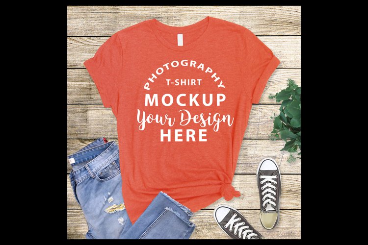 Bella Canvas 3001 t-shirt mock-up ORANGE HEATHER (2260187)