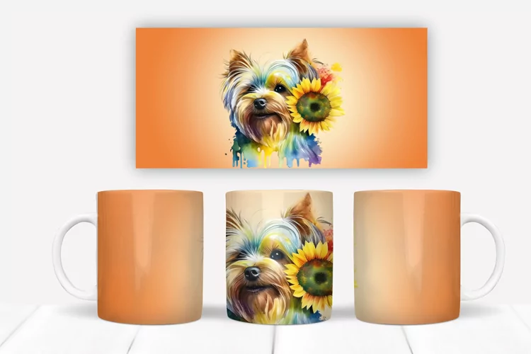 Yorkshire terrier mug wrap | Dog mug sublimation