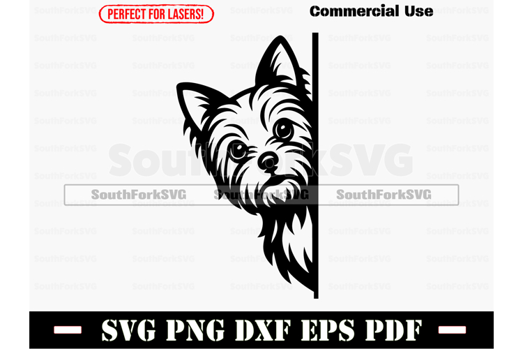 Peering Yorkshire Terrier Dog Design SVG PNG DXF EPS PDF example image 1