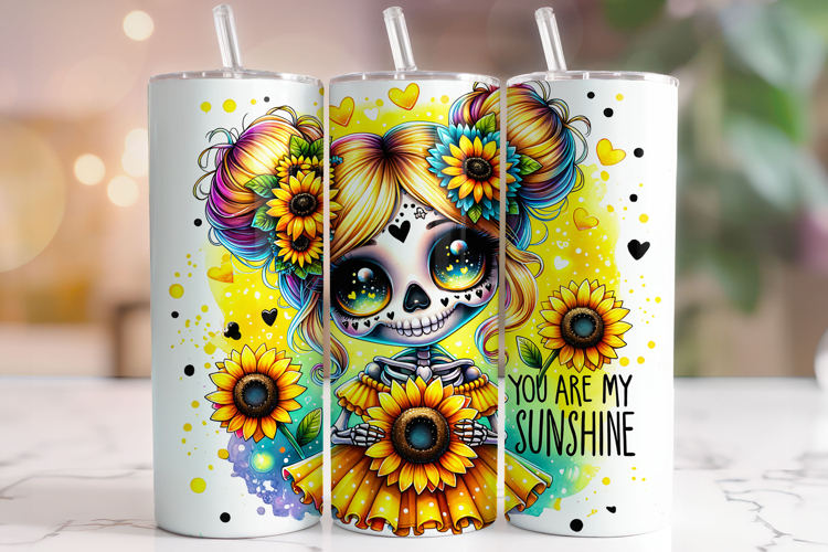 You Are My Sunshine Tumbler Wrap, Cute Skeleton Tumbler PNG