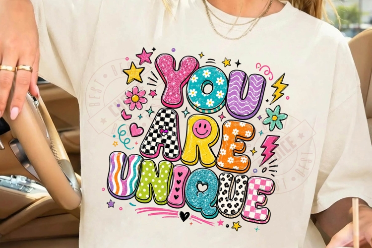 You Are Unique PNG, Positive Kids Shirt Design
