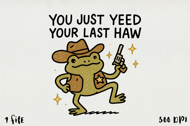 Retro Funny Frog PNG, Sublimation Design.