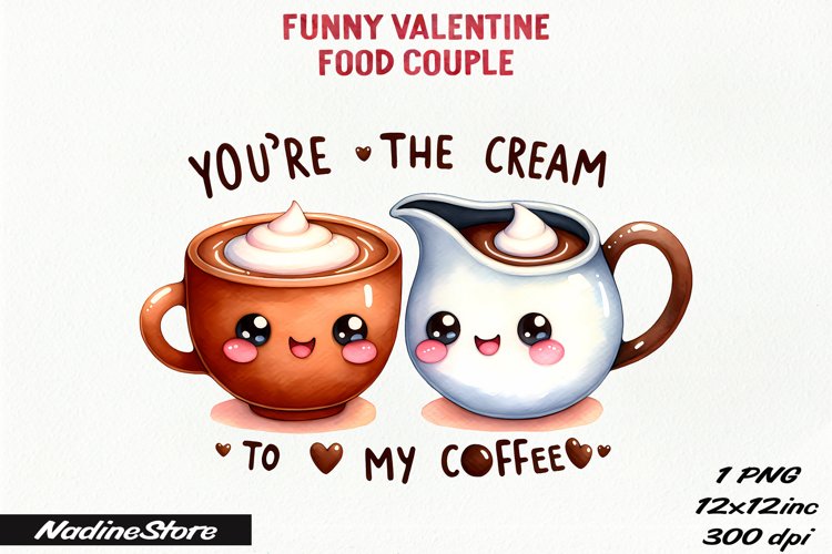 Funny Valentines day Food Couple PNG.