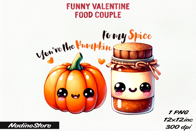 Funny Valentines day Food Couple PNG.