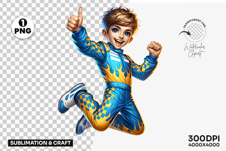 Young Racing Driver PNG Clipart Thumbs Up Sublimation Design