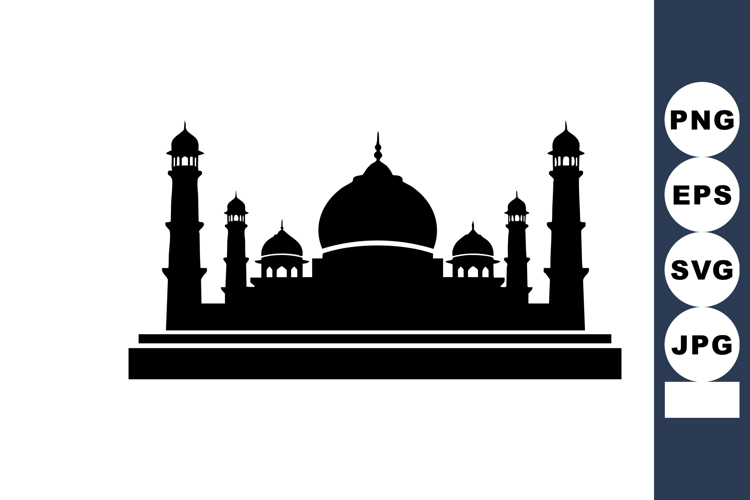 Taj Mahal silhouette vector with iconic domes and minarets i