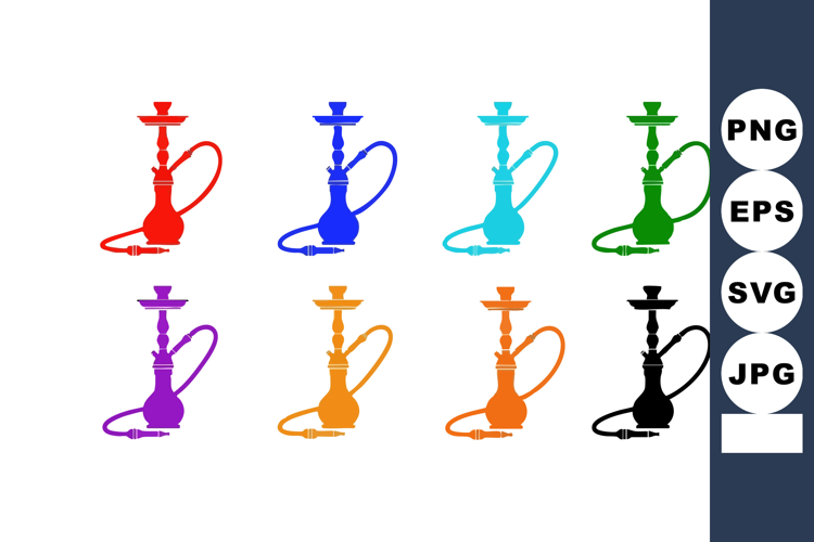 Colorful hookah vector with red blue cyan green purple oran
