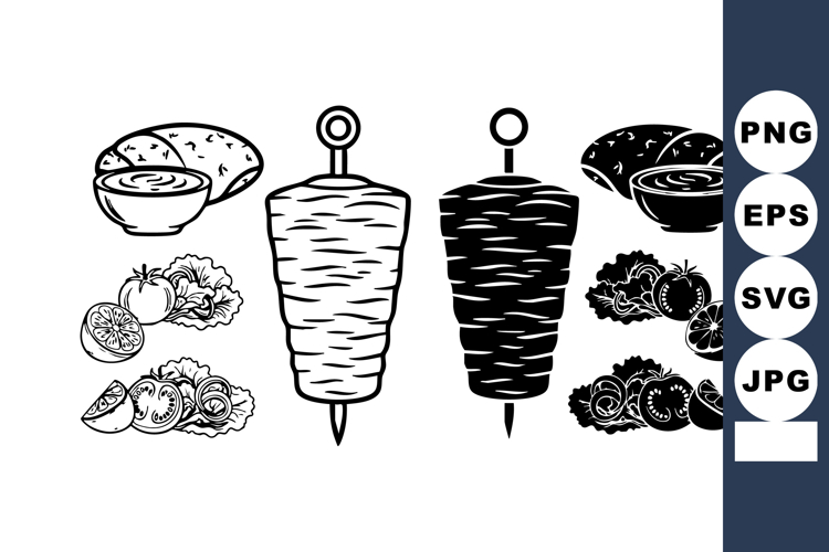 Shawarma and Doner Kebab Meat Vertical Rotisserie with Fresh
