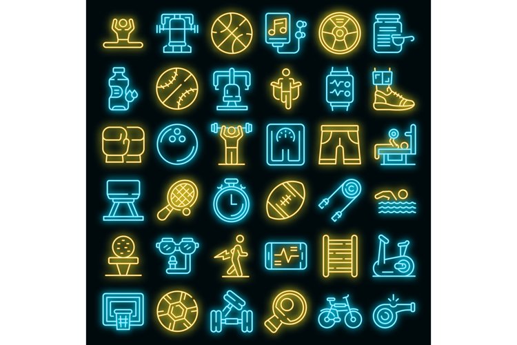 Physical activity icons set vector neon example image 1