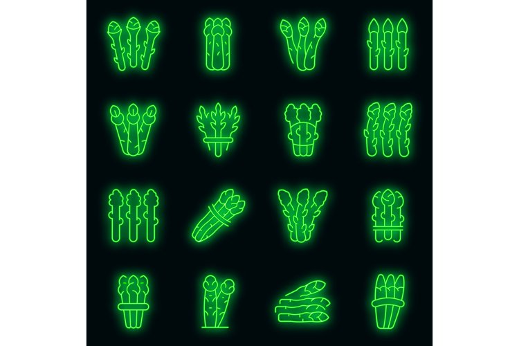 Asparagus icons set vector neon example image 1