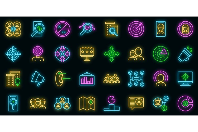 Target audience icons set vector neon example image 1