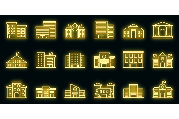 Campus icons set vector neon example image 1